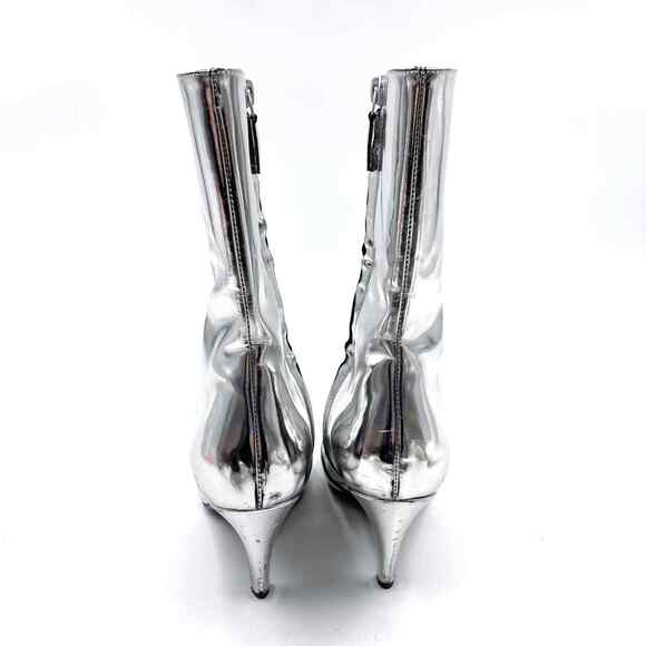 BALENCIAGA Slash Metallic Silver Boots Mirror Leather Pointed Toe Sz 36 / 6 US - Picture 6 of 11